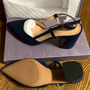 Navy blue slingback heels